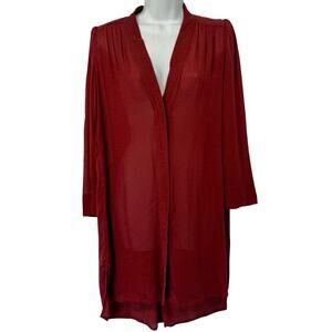 Isabel Marant Maroon Red Burgundy Long Sleeve V-Neck Split Hem Tunic Dress sz M